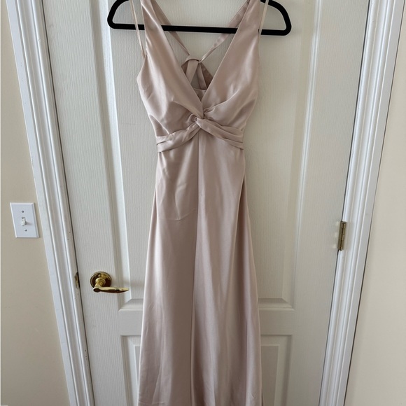 BCBGMaxAzria Dresses & Skirts - BCBG MaxAzria | Elegant satin floor length champagne maxi dress size 4